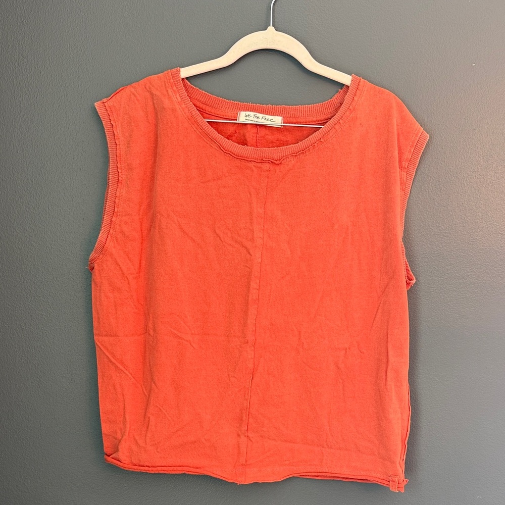 We The Free Orange Boxy Sleeveless Tank